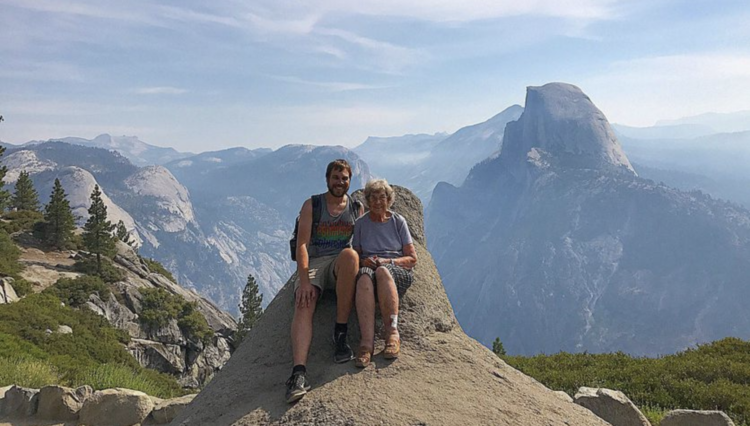 Grandma and grandson are doing a road trip together and try to visit every national park